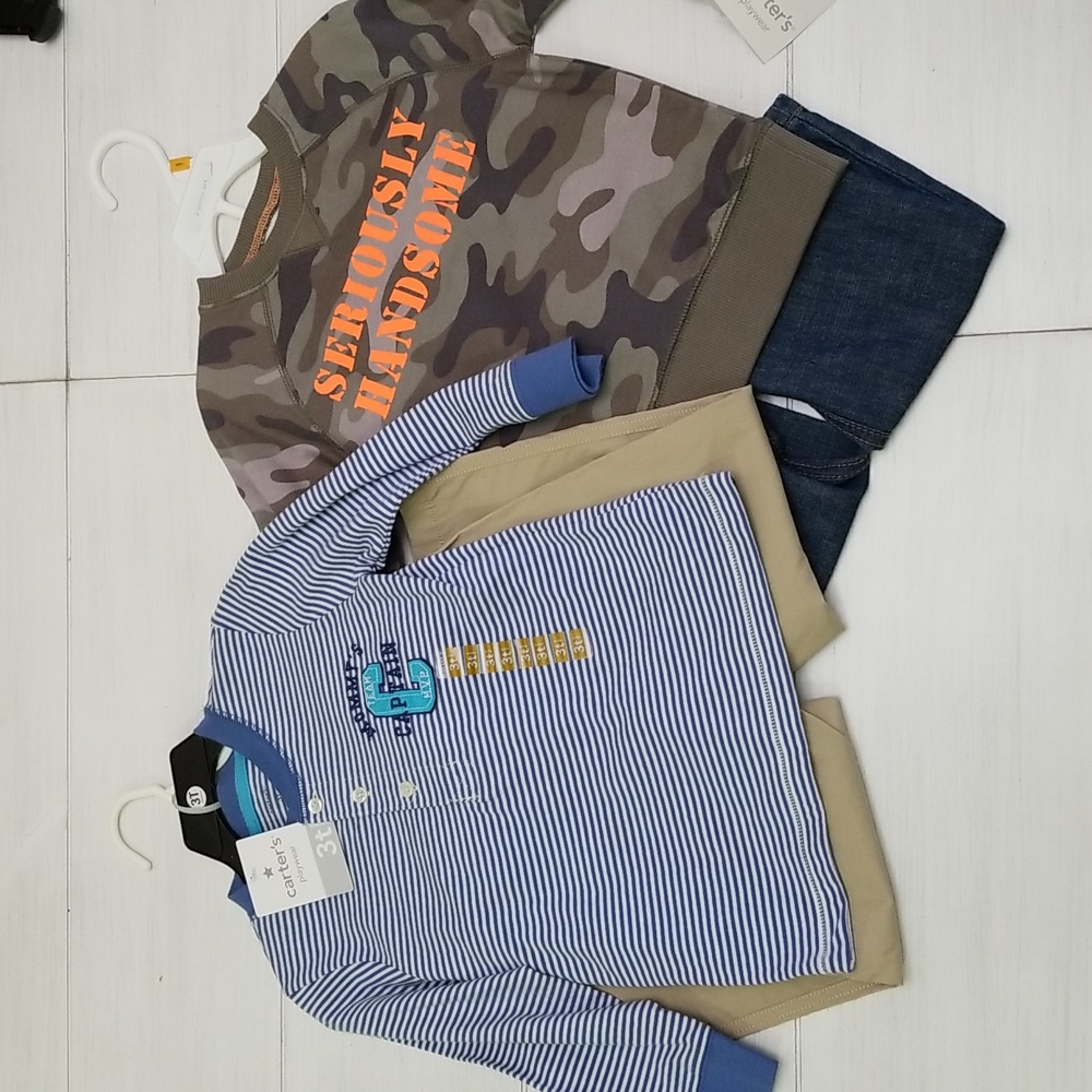 NWT 3 - 3T Carter's Sets - 2 Play Outfits, 1 PJ Det